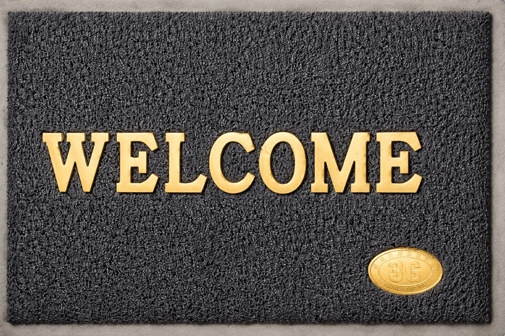 3G Rubberized Welcome Floor Door Mat Black and Gold