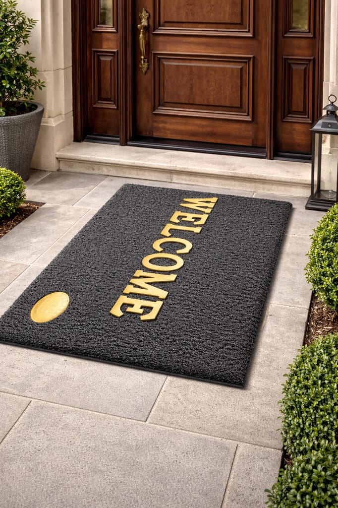 3G Rubberized Welcome Floor Door Mat Black and Gold view 2