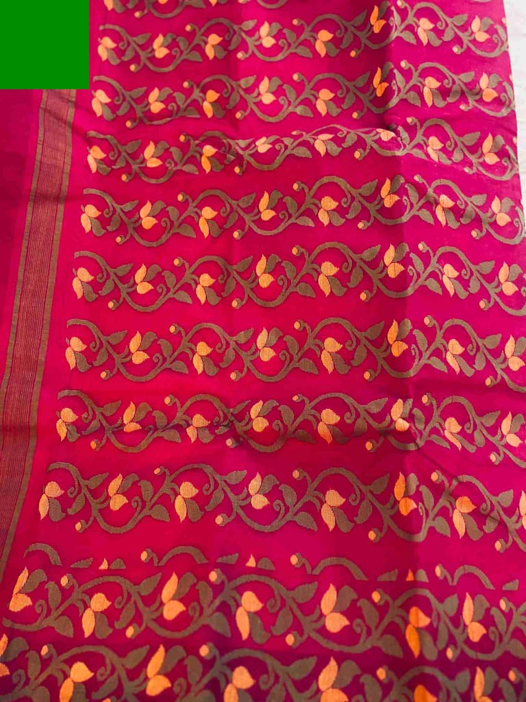 Tant Saree Golden Floral Woven Border Cotton view 2