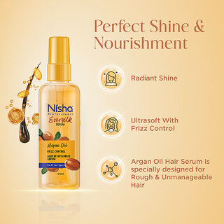 Nisha Hair Serum EverSilk Argan Oil Serum 100ml, Hair Serum For Dry Frizzy Hair view 2