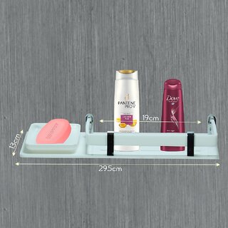 Sarvatr Acrylic 3 in 1 Soap Dish WITH Rack Bathroom Accessories (12 x 5 Inches) Acrylic Wall Shelf view 2