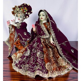 Handcrafted Radha Krishna Poshak Dress with elegant Border and Dupatta view 2