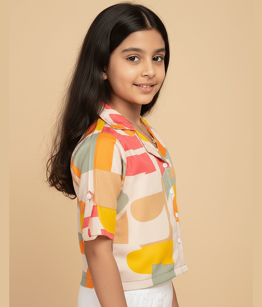 Aarya Designer Pack of 1 Girls Crepe Shirt ( Pink ) view 2