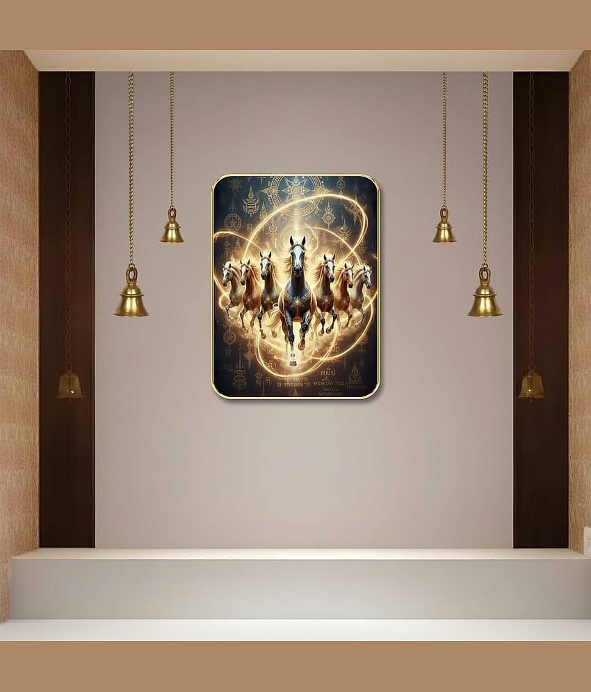 Livin'luxe 7 Running Horses MDF Wall Art with Table Top Stand & Wall Hanging Hole view 2