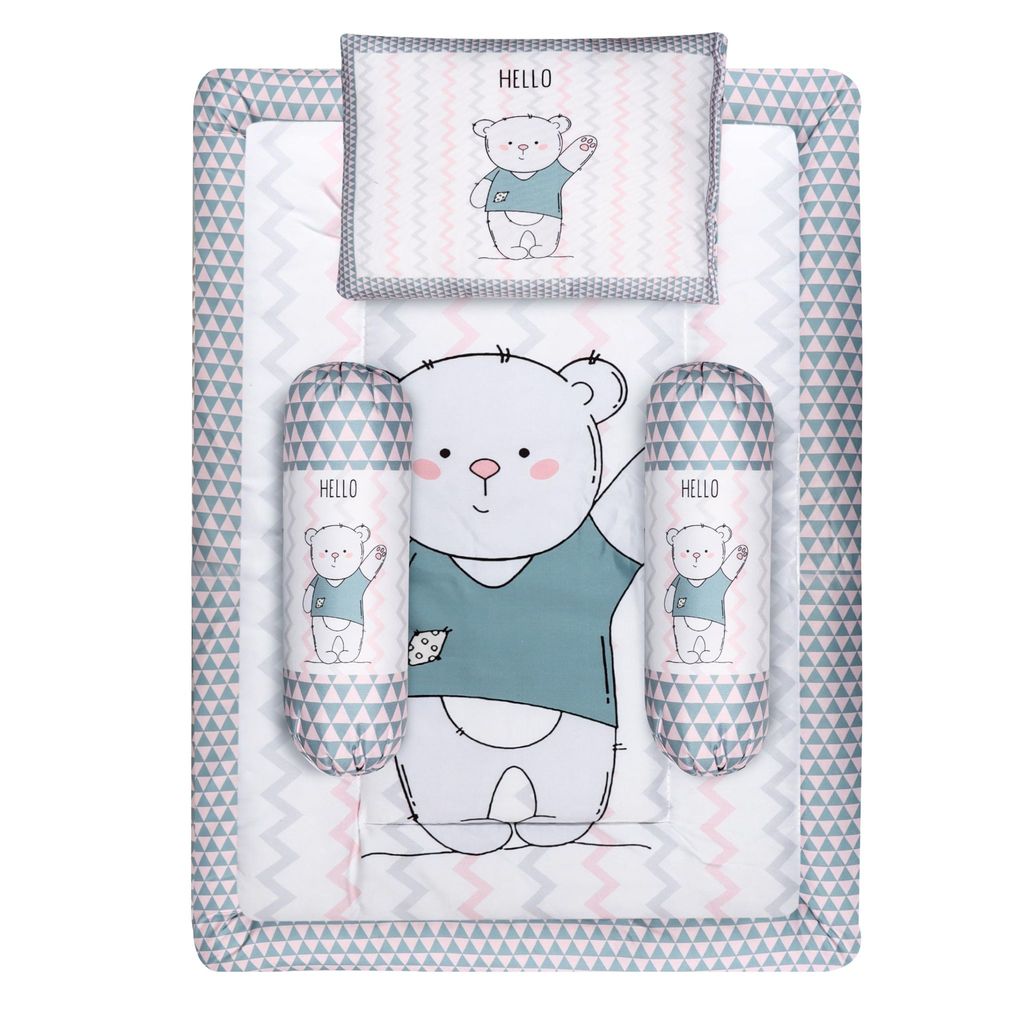 LOREM 3 Pillows & Rectangle Shape Cotton Baby Bed for 0-1 Year BB106-BB111
