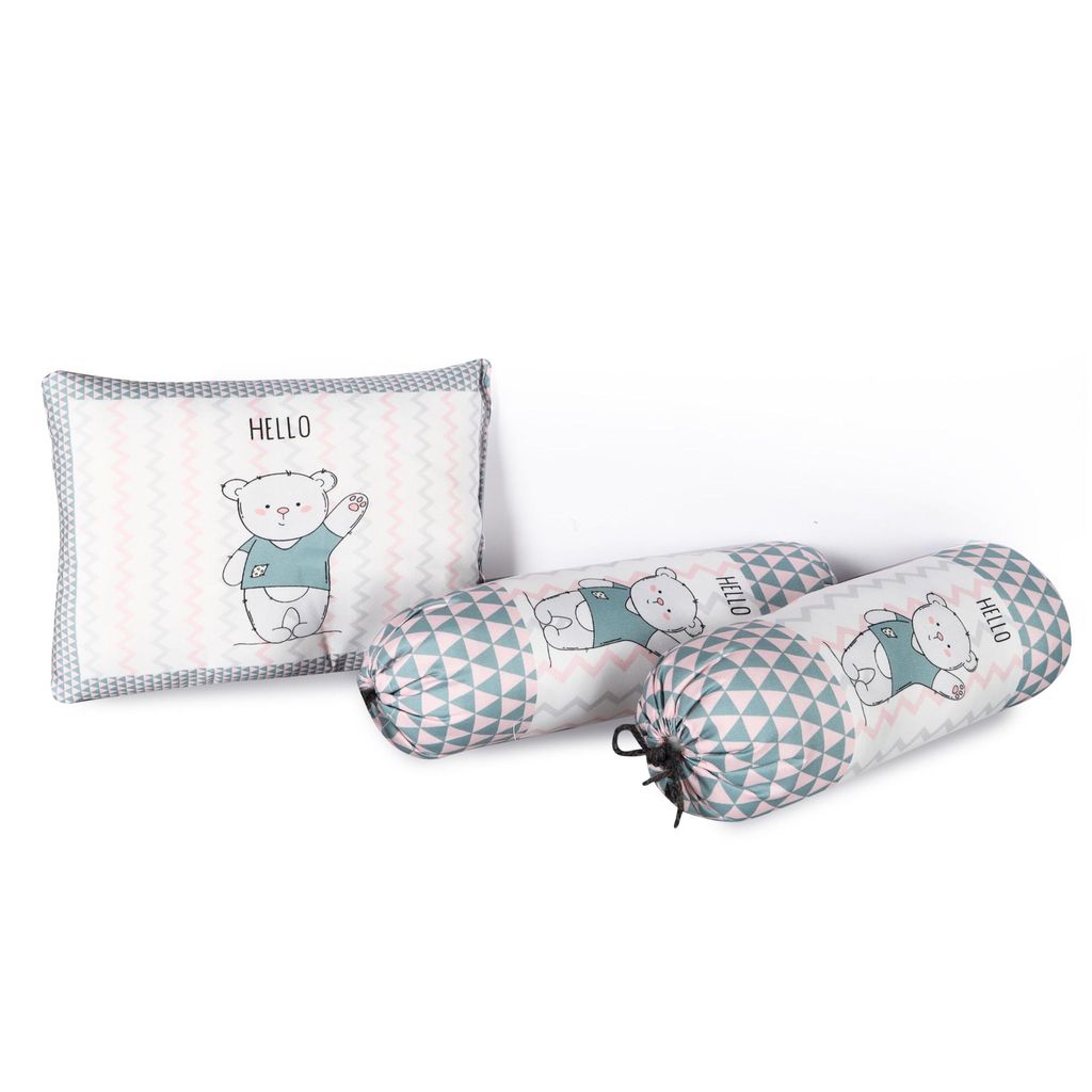 LOREM 3 Pillows & Rectangle Shape Cotton Baby Bed for 0-1 Year BB106-BB111 view 2