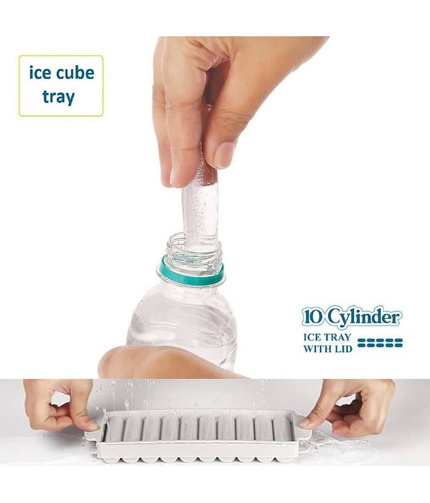 THRIFTKART - 3PC Stick Ice Cube Tray - 10-Cylinder IN 1 TRAY -Sticks for Water Bottle, Plastic Ice Cube Tray with Lid - 3pc Sets, Easy Release Freezer Moulds view 2