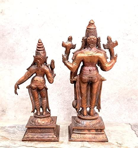 Searchers Paradise - Copper Idols Lakshmi Narasimhar,5.1 inches, Copper Handmade 1200 Grams, Patina Antique Finish, Pack of 1 Piece view 2