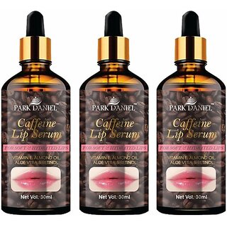PARK DANIEL Natural Caffeine Lip Serum Oil With Vitamin E and Almond Oil- For Soft Lips Combo Pack Of 3 Bottles of 30ml (90ml) (90 ml, Brown) view 2