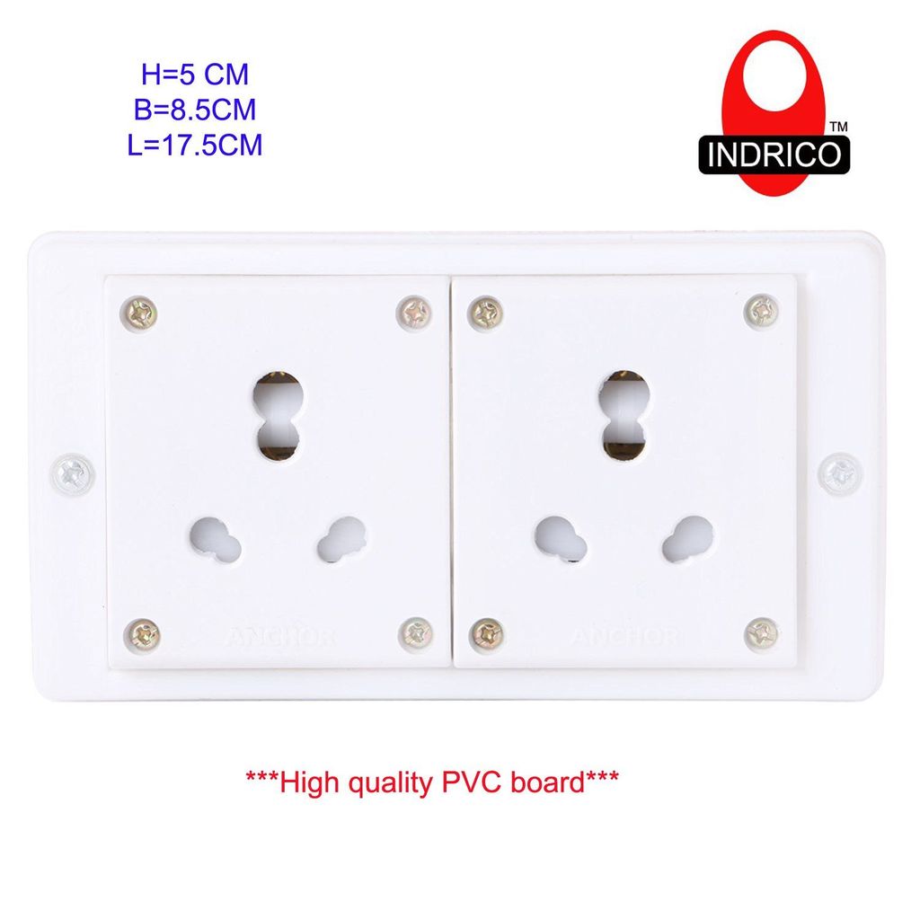 INDRICO Switch Board Power Strip Extension Multi Outlet Board Fitted with 2 Anchor Sockets (15 Amp) with 2/3/4/5/7 Metre Chord with 15 Amp Plug view 2
