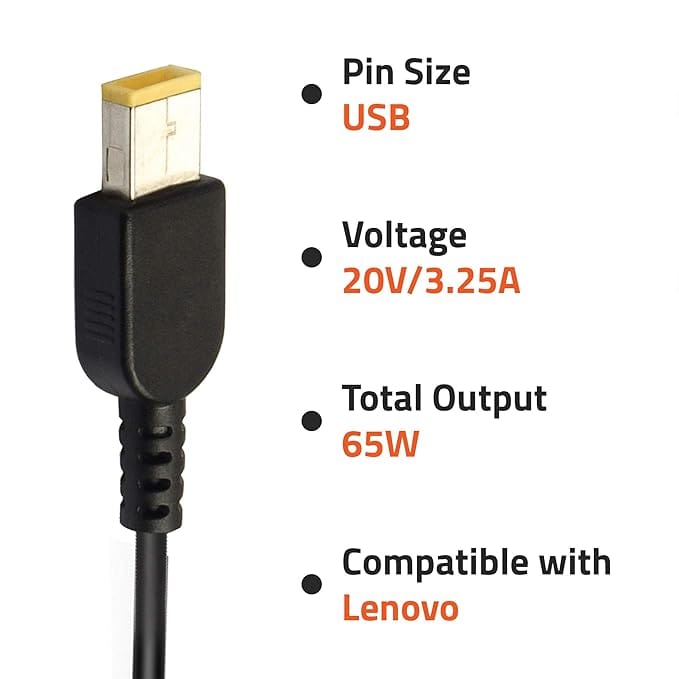 Artis AR0506 65Watt Laptop Charger/Adapter Compatible with Lenovo Laptops (20V/3.25A, 65Watt) (USB Pin) (BIS Certified view 2