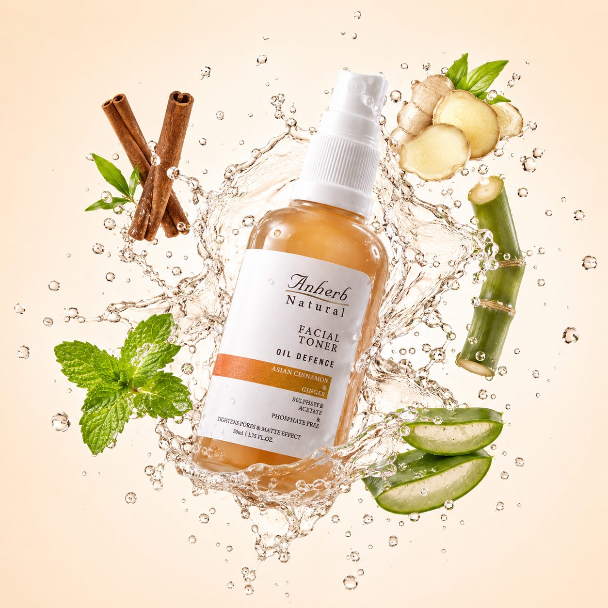 Anherb Natural Facial Gel Toner, Asian Cinnamon & Ginger, Oil Control, Pore Tightening - 50ml view 2