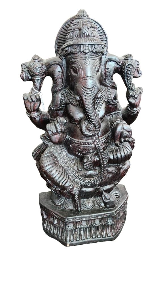 Handcrafted Dark Finish Lord Ganesha Idol