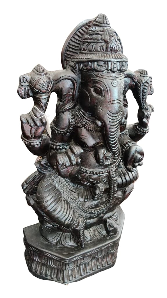 Handcrafted Dark Finish Lord Ganesha Idol view 2