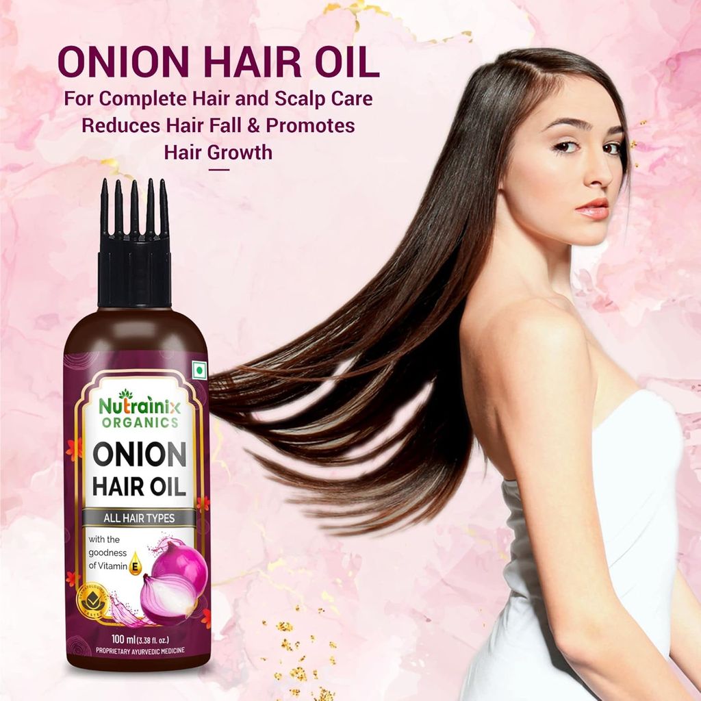 Nutrainix Organics Onion & Brahmi Hair Growth Elixir, Transform Thinning to Thriving | Ayurvedic Oil to Stop Hair Fall, Nourish Roots & Boost Volume - 100ml view 2