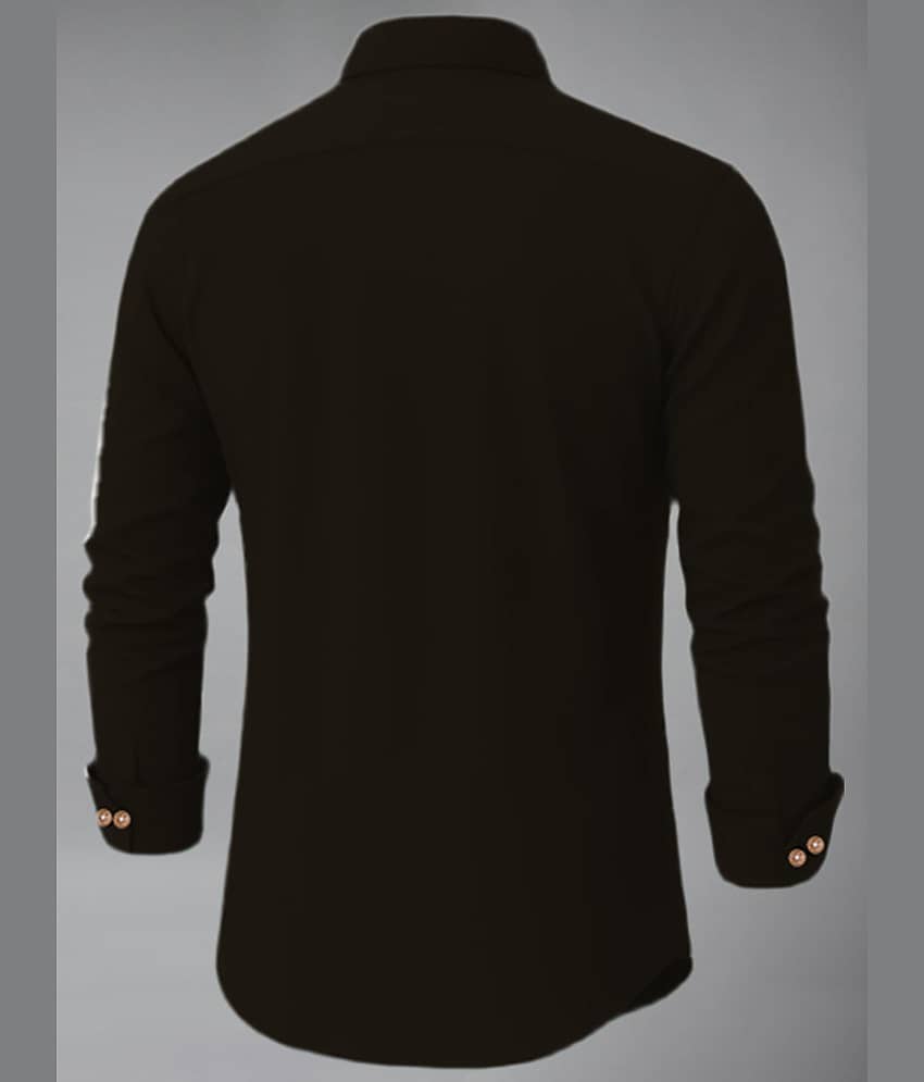 UNI VIBE Cotton Blend Plain Shirt Style Kurta For Men ( Black ) view 2