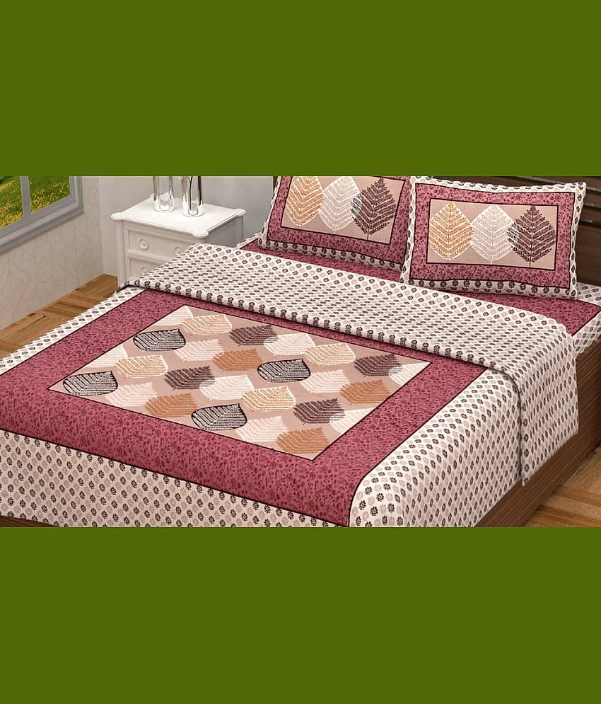 PETROSOLY Cotton 1 Double Bedsheet with 2 Pillow Covers ( Pink ) view 2