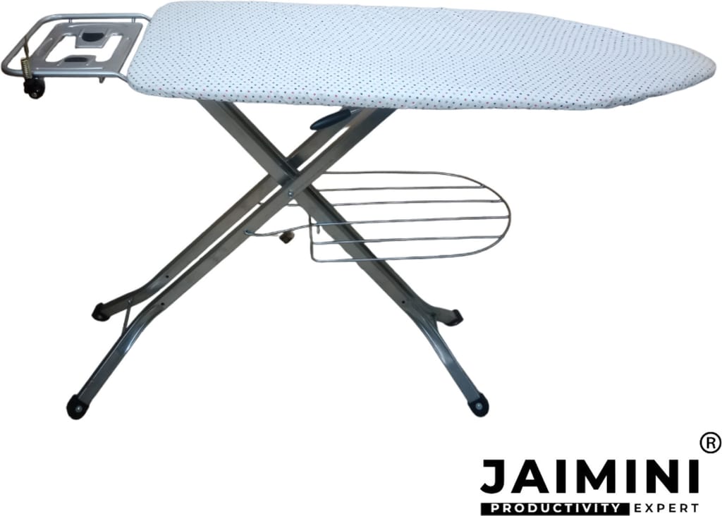Jaimini by Jaimini Large Foldable Superior Iron Stand with an Aluminium Surface and Press Holder- Ironing Board