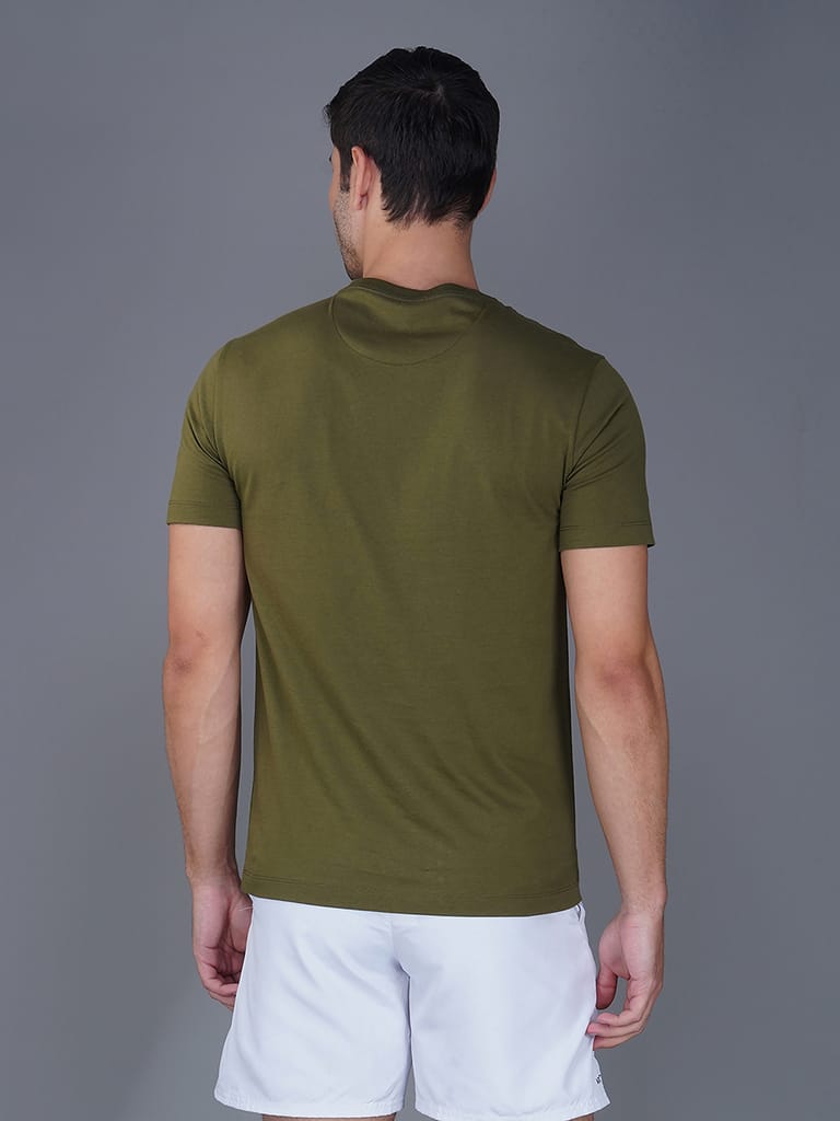 Men's Casual Cotton Jersey Tee Olive view 2