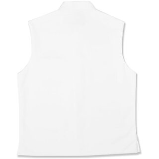Aamir Enterprise Mens White Mandarin Collar Nehru Jacket (White) view 2