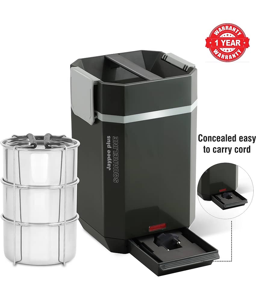 Jaypee Plus Squareline Stainless Steel Electric Lunch Box 3 - Container ( Pack of 1 ) view 2
