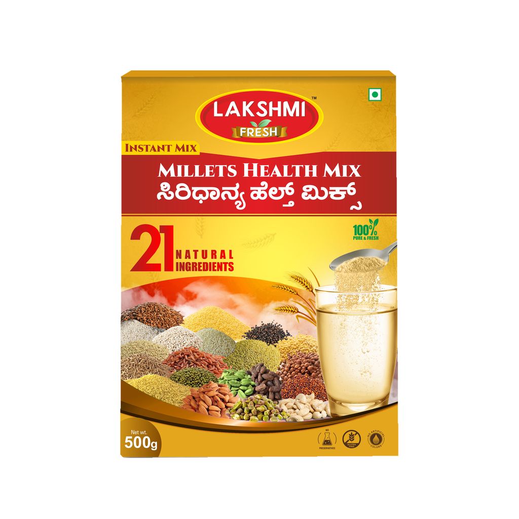 Lakshmi Fresh Millets Health Mix 500g I 100% Natural, Health & Nutrition Drink | Millets Health Drink | Millets Porridge Mix (pack of 5) (pack of 2) view 2