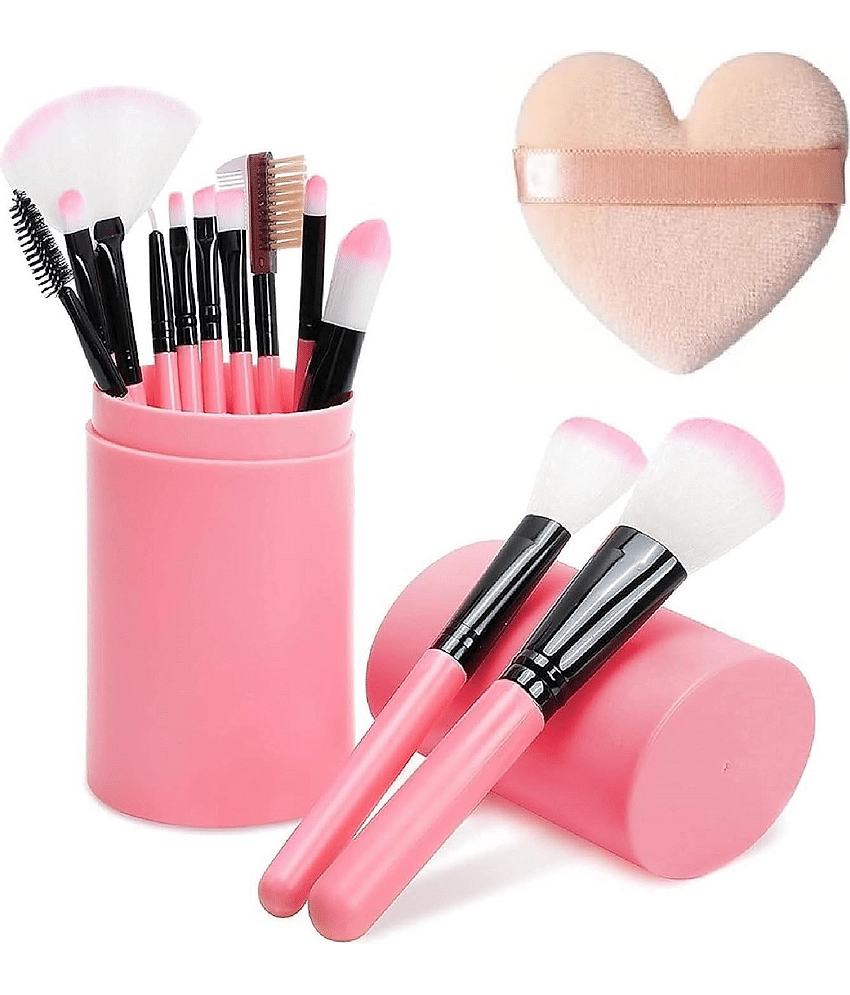 13 pcs Professional Makeup Brush Set Heart Puff,Pack of 1