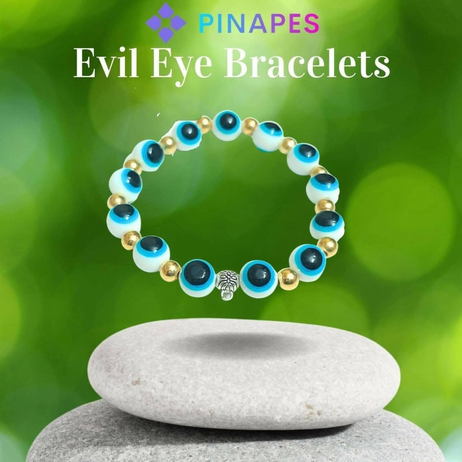 Pinapes Sky Blue Evil Eye Bracelets Adjustable Thread Bracelets for Couples - Pack of 2