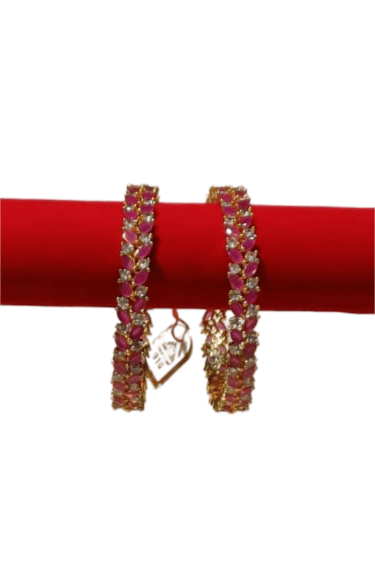 Gold Plated Ruby and Cubic Zirconia Bangle Set for Women view 2