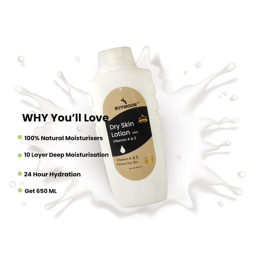 BUYMOOR Vitamin A & E Deep Nourishing Skin Brightening Body Lotion Men & Women 650 ML view 2