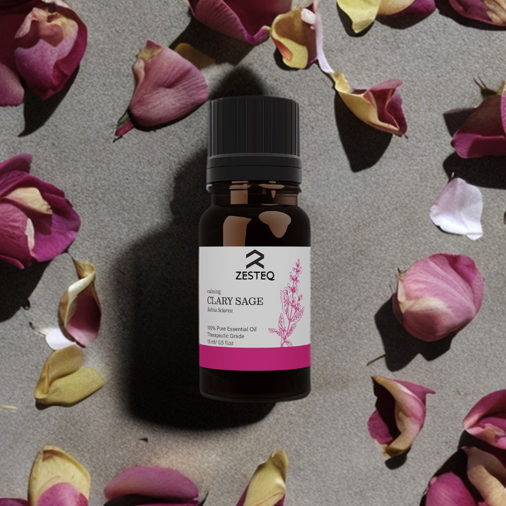 Zesteq Calming Clary Sage Essential Oil for Aromatherapy, Relieves Menstrual Cramps (15 ml) view 2