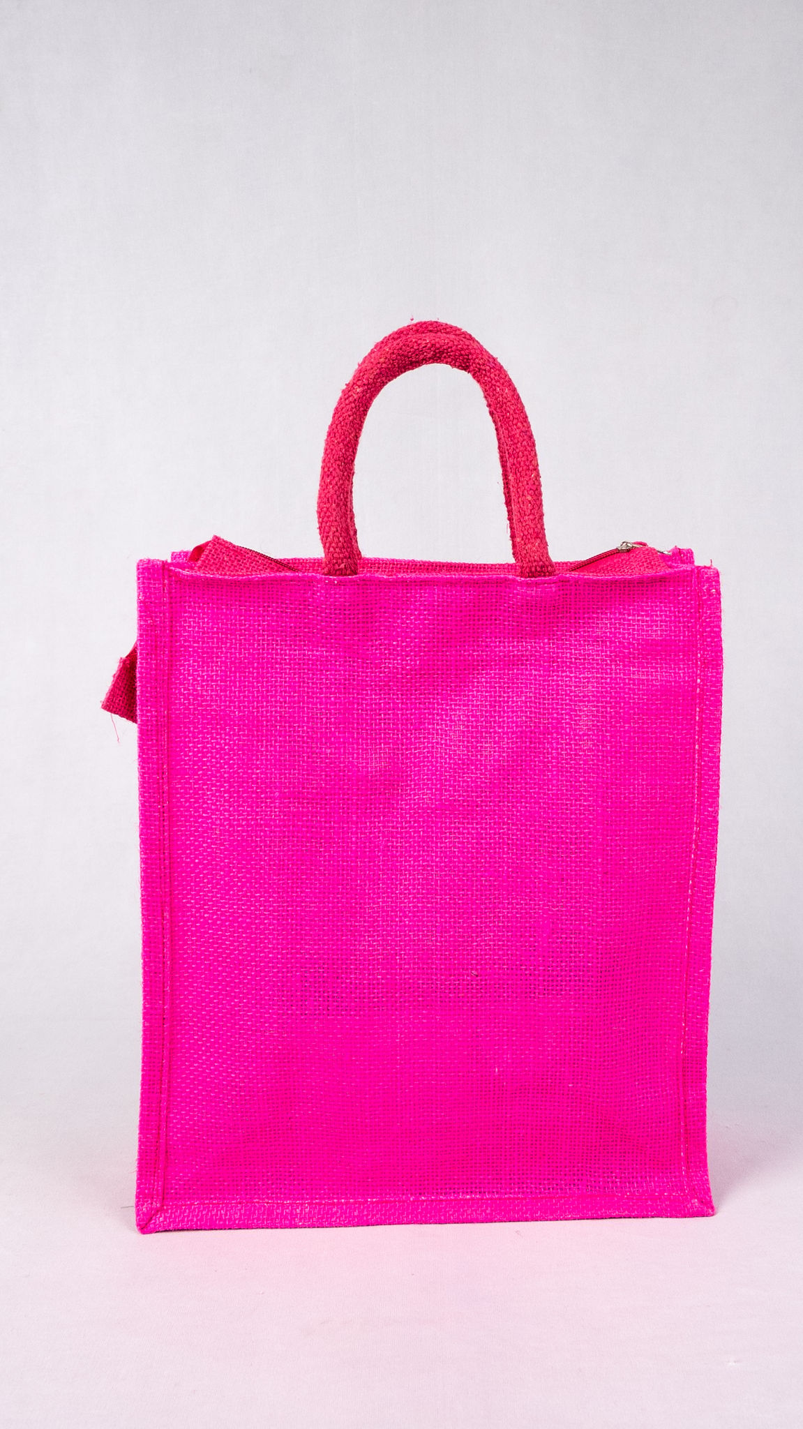 Pink Jute Tote Bag with Hand-Painted Indian Design view 2