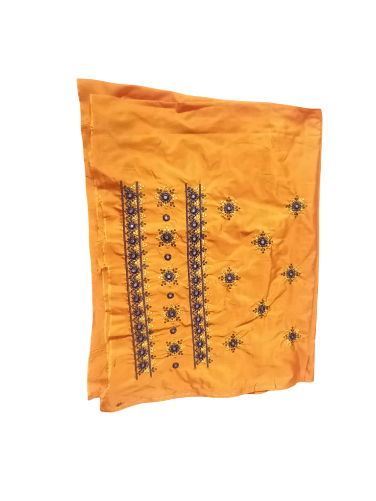 Mustard Yellow Embroidered Blouse with Mirror Work view 2