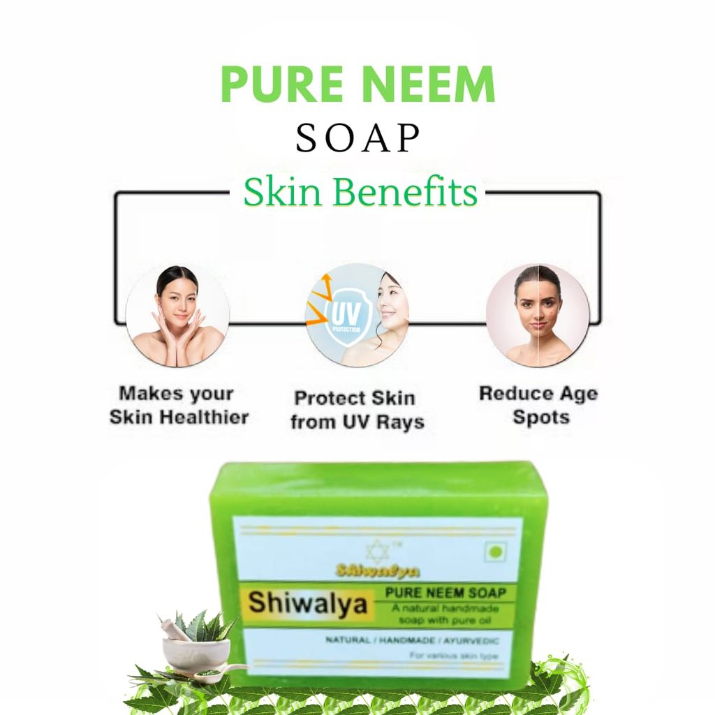 SHIWALYA Natural Neem Handmade Soap | Handmade Bathing Soap | Herbal Soap Soft & Radiant Skin | Suitable for All Skin Types (Pack of 4 ) view 2