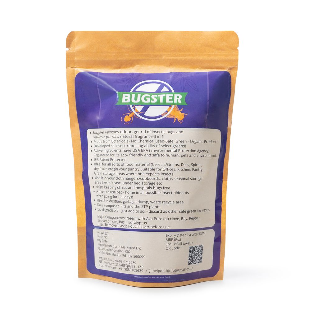 Bugster is Safe, Tested, Organic, Herbal Solution to your kitchen food ingredients insects and pest menace, Insect Repellant, US EPA Regd a.i. Pack of 10 pouches view 2