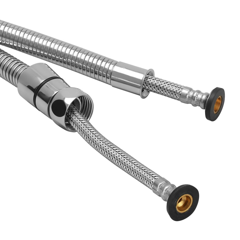Orvos Shower hose pull out heavy duty, Premium 304 Stainless Steel for both outer hose and braiding of inner tube, 1 meter, for hand showers and health faucets in high end luxury bathrooms view 2