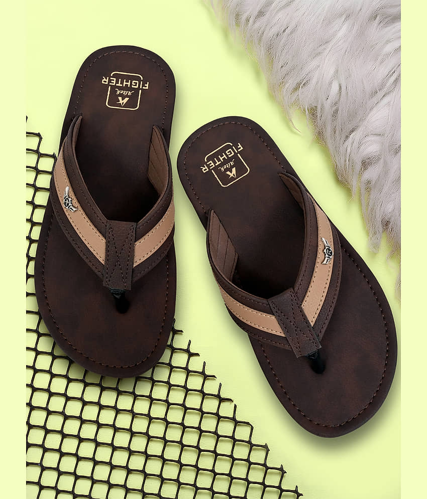 Altek Brown Men's Thong Flip Flop view 2