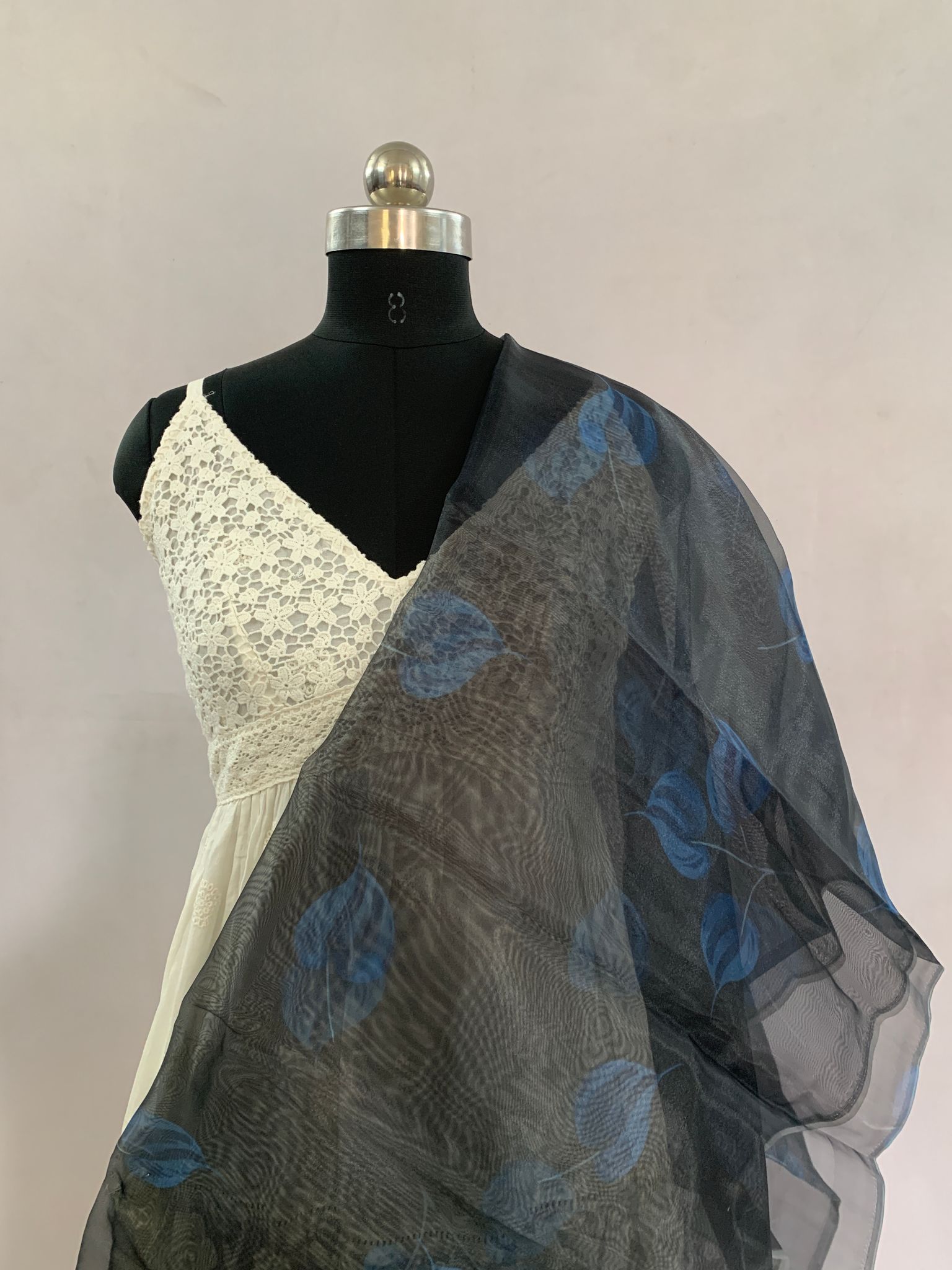 NVBO005-Black Color Organza | Per meter view 2