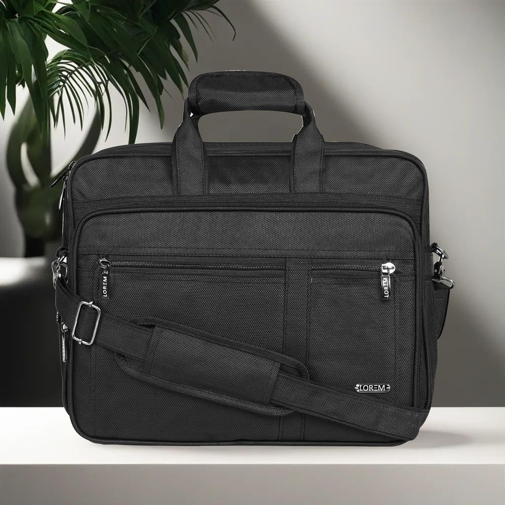 LOREM Black Color Linen fabric 28L Laptop Messenger Bag For Men New BG66 view 2