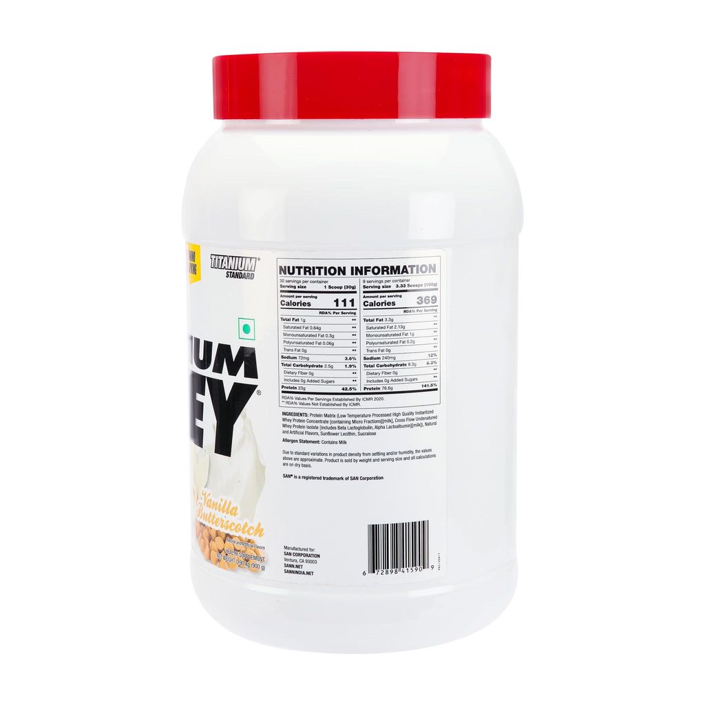 San Nutrition 100% Pure Titanium Whey Protein Powder | 23g protein | Concentrate & Isolate | view 2