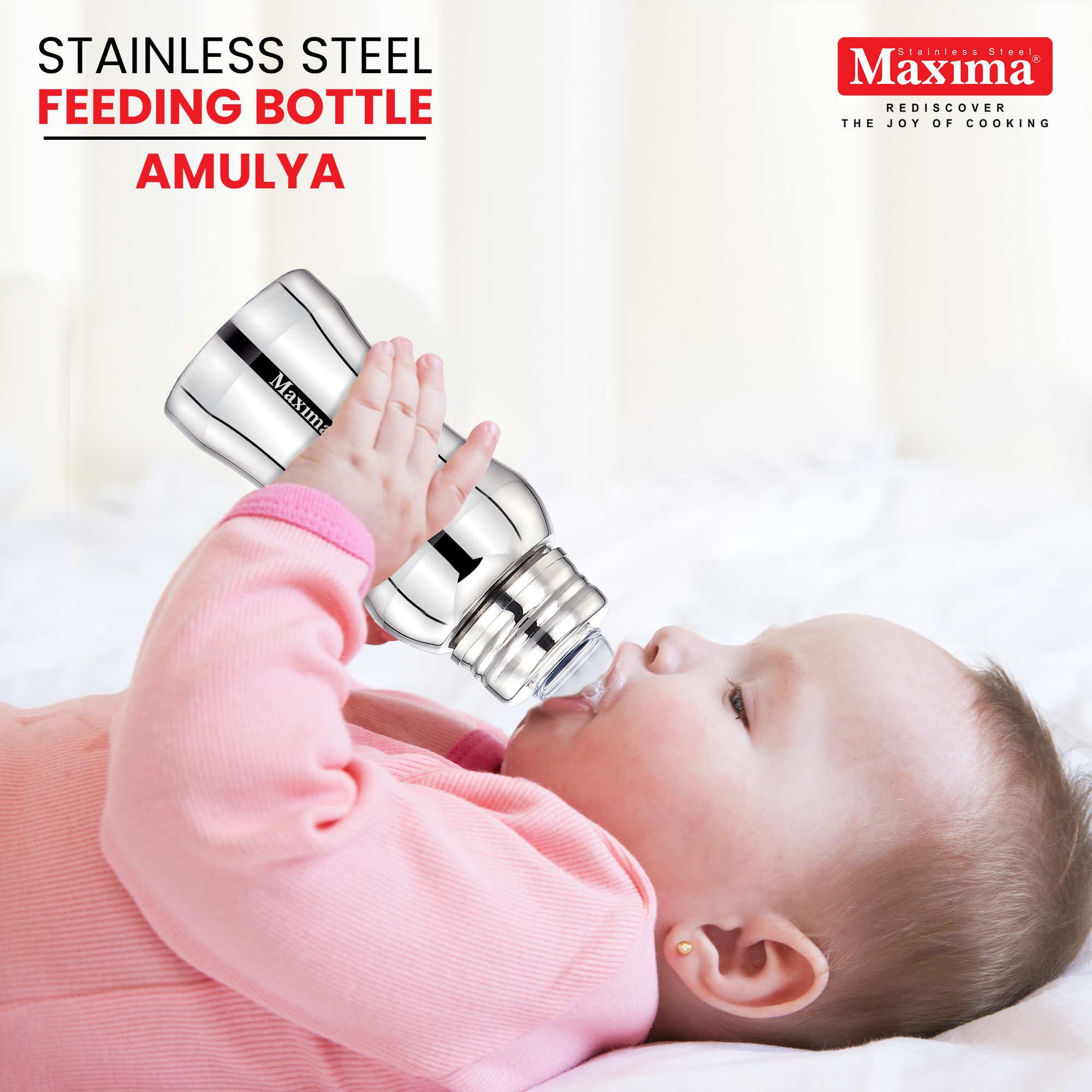 Maxima Amulya Stainless Steel Baby Feeding Bottle - 250ml view 2