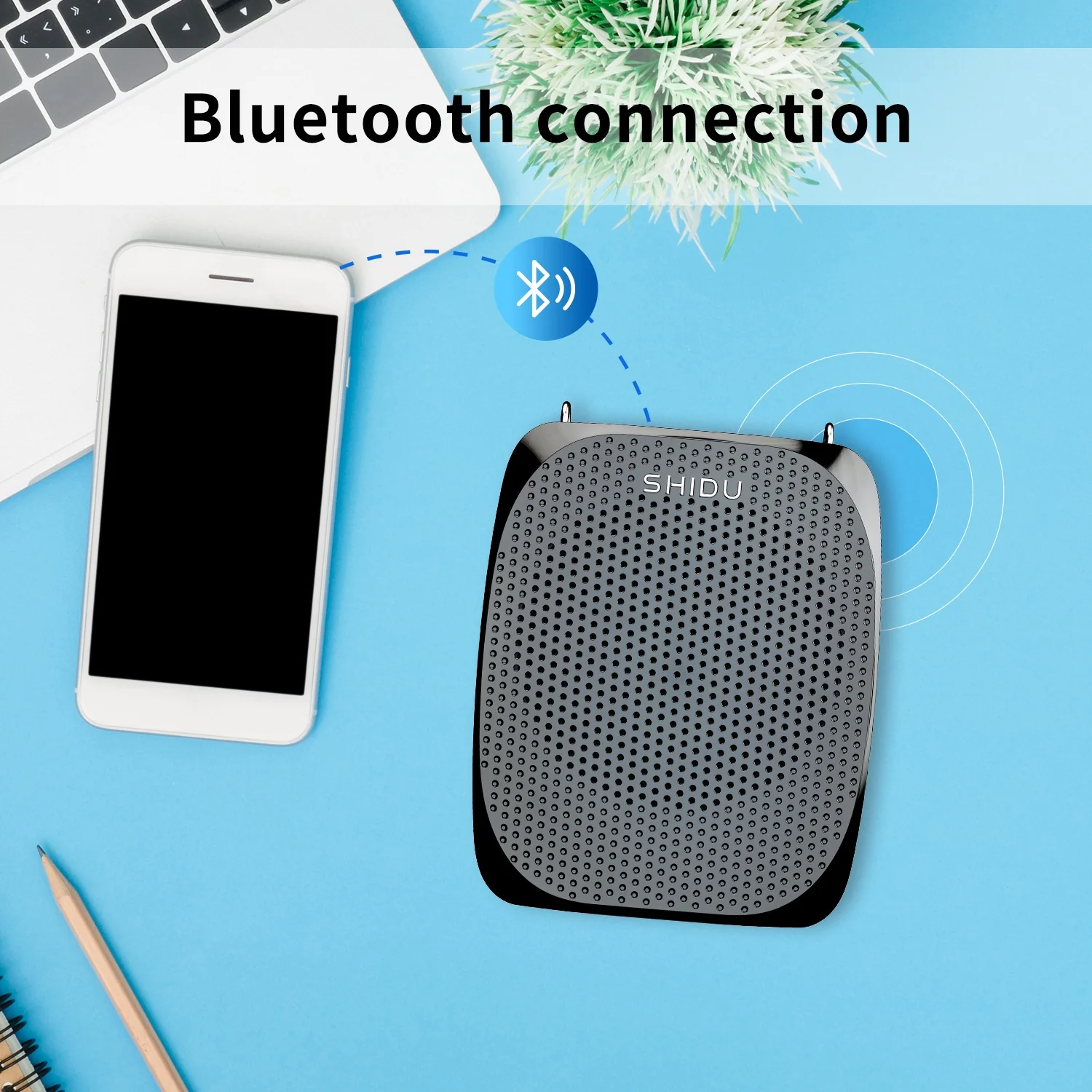 Shidu S515 - Wired Portable Voice Amplifier with Bluetooth Support (Black) view 2