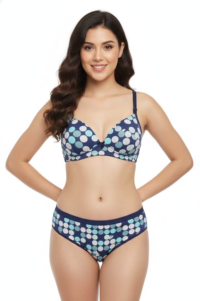 Luv Mystery Women’s Deep Cut Plunge Bra & Panty Set | Lightly Padded Polka Dot Lingerie Set | Adjustable Straps Sexy Bikini Set for Women