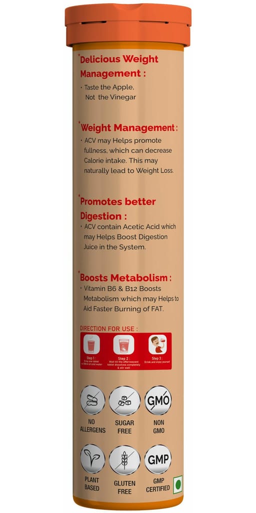 ACV-PIX GARCINIA CAMBOGIA FOR WEIGHT LOSS EFFERVESCENT TABLET, ACV WITH MOTHER (4 x 15 Tablets) view 2