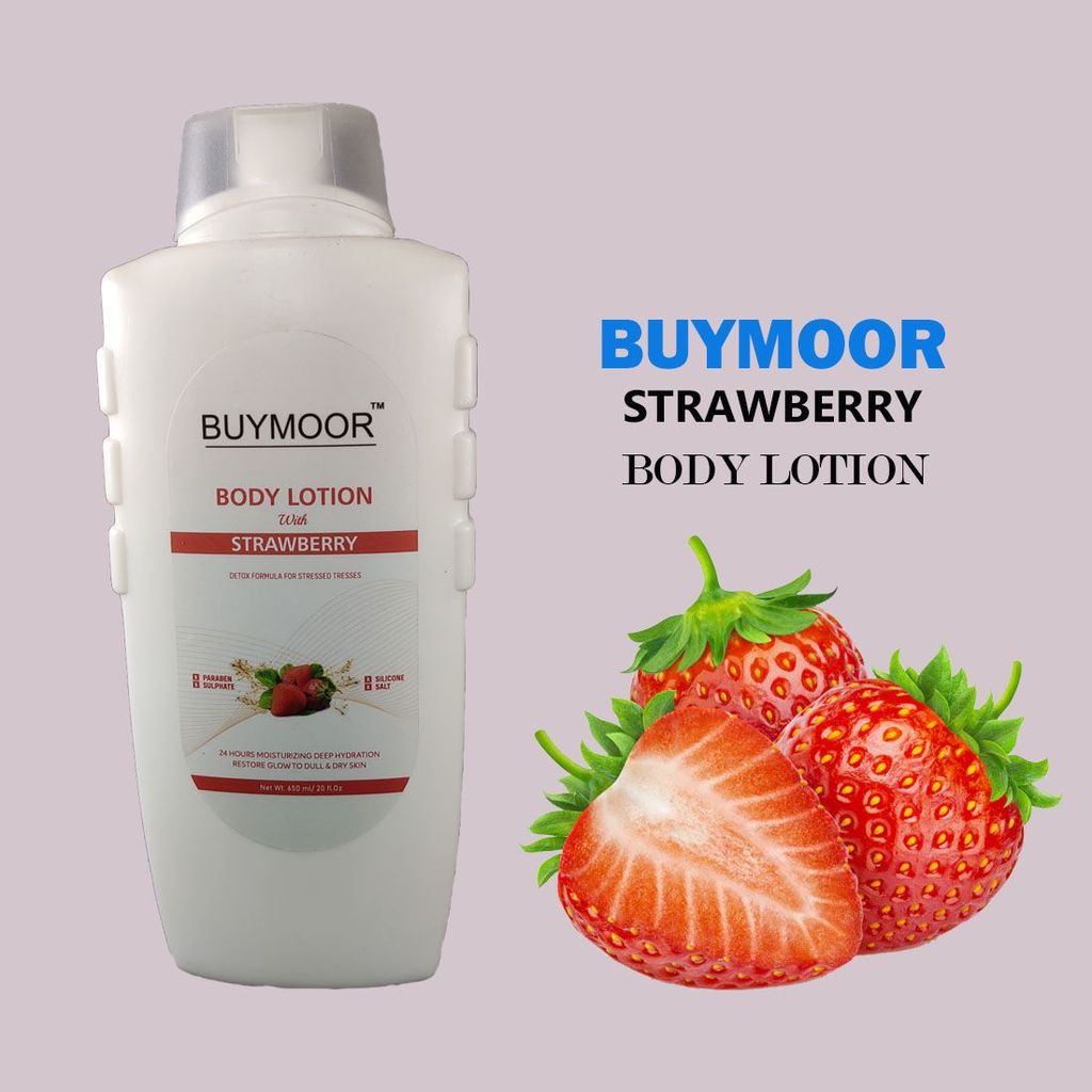 BUYMOOR Strawberry Deep Nourishing Skin Brightening Body Lotion Men & Women 650 ML.Pack of 2. view 2