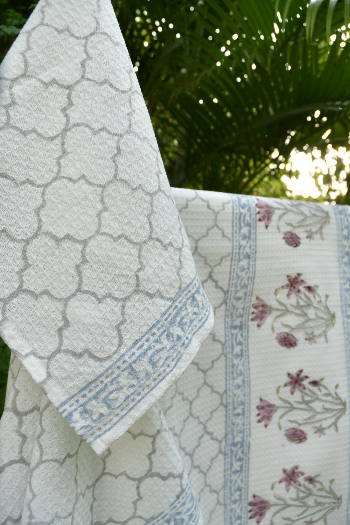 Pink Lily & Grey Hand Towel : Handcrafted view 2