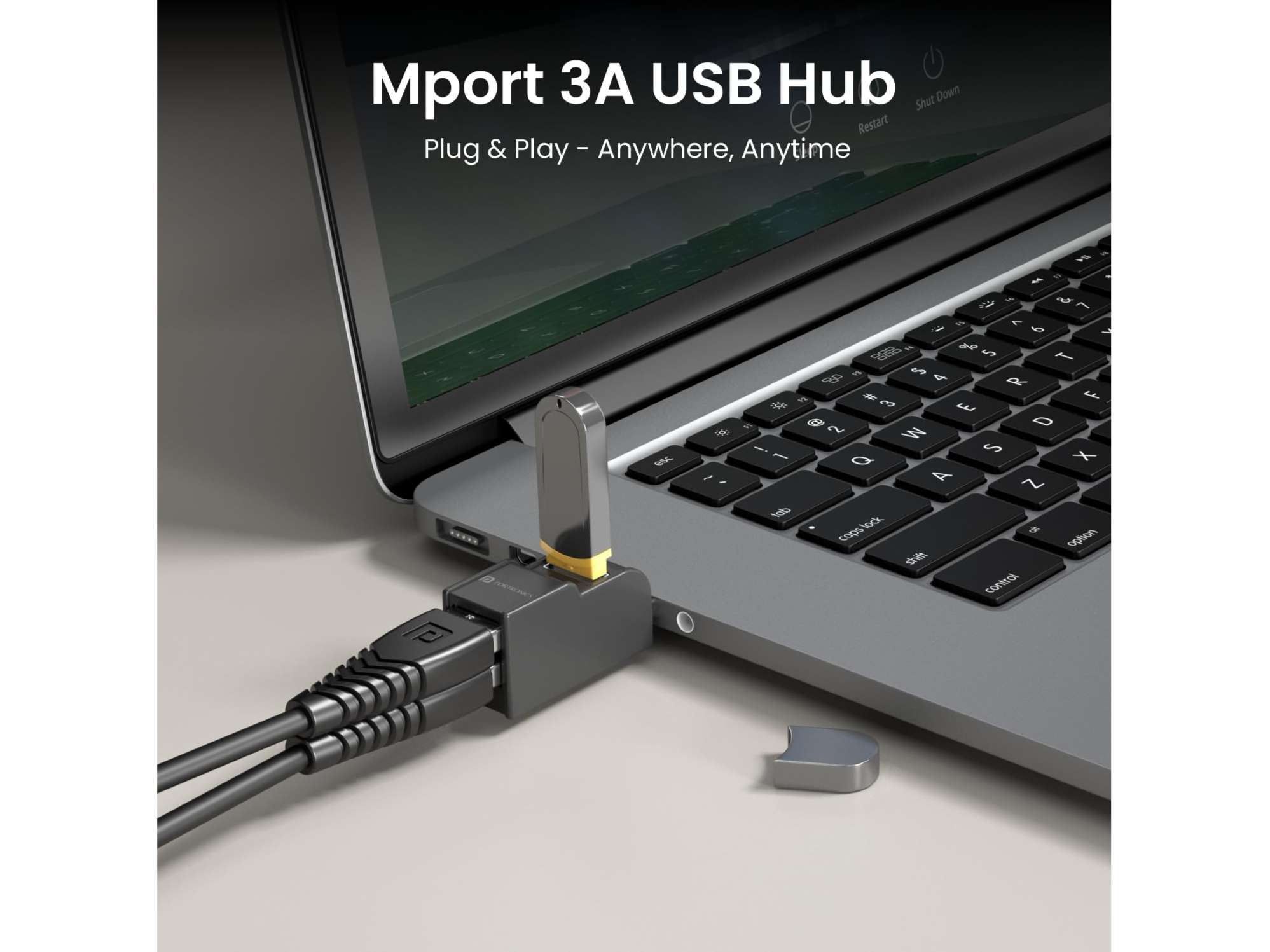 Portronics Mport 3A USB Hub Dock (3-in-1), Multiport Adapter with USB 3.0 & 2-Port USB 2.0, Upto 5 Gbps High Data Transfer Speed for PC, Laptop & Mac (Black) view 2