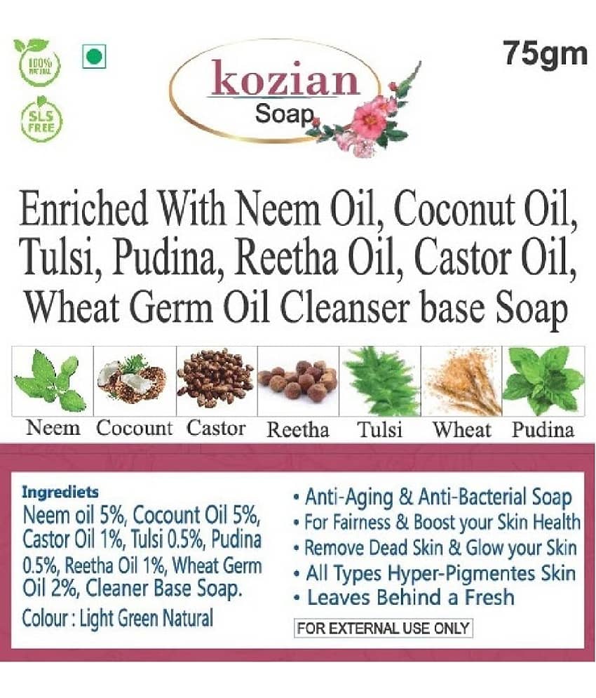KOZIAN Freshness Enriched With Neem & Tulsi Oil Bathing Bar for All Skin Type ( Pack of 6 ) view 2