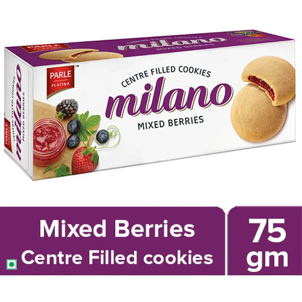 Parle Milano Mixed Berries Centre Filled Biscuits 75 Gms