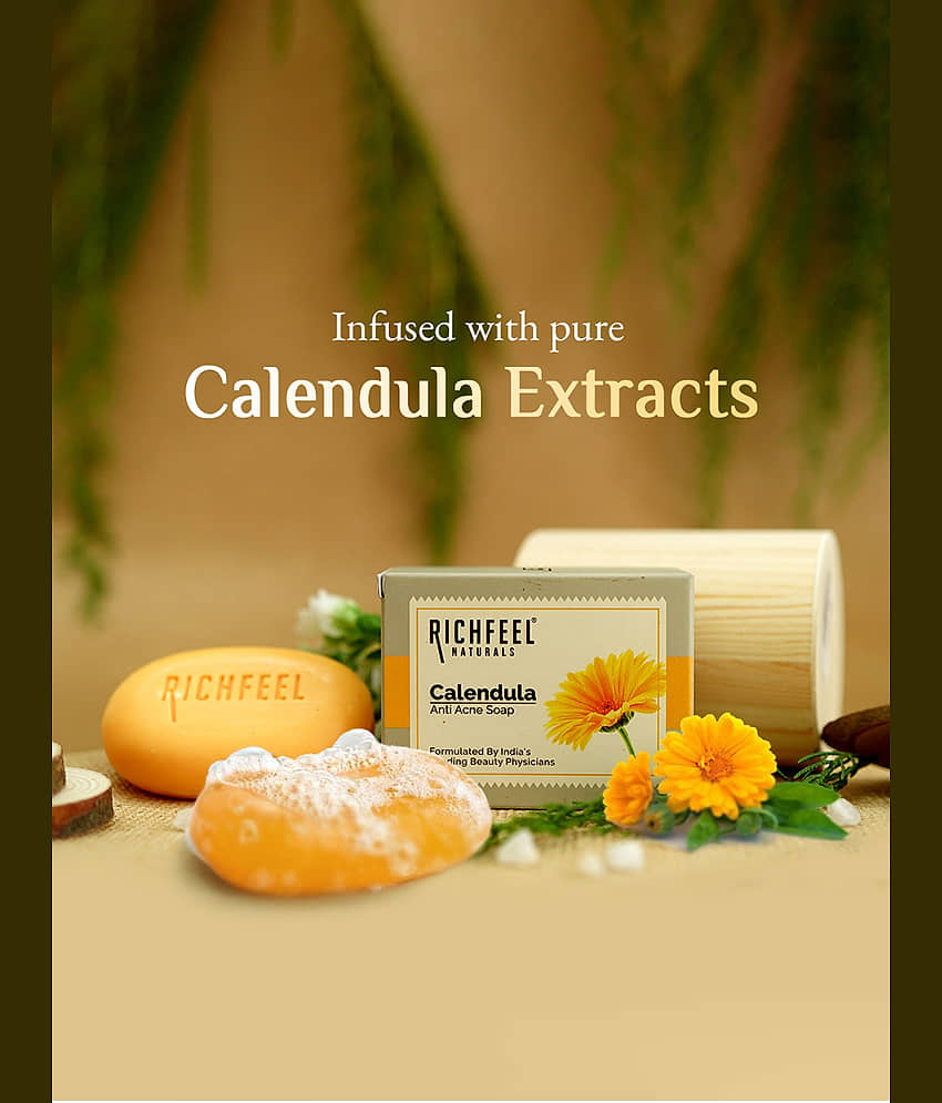 Richfeel Antibacterial Calendula Anti Ance Soap for Normal Skin ( Pack of 8 ) view 2
